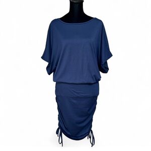 SHEIN Navy Blue Batwing Sleeves Dress W/Adjustable Straps ion The Skirt M, NWOT